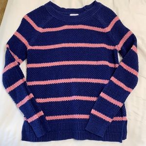 Old Navy blue sweater with pink stripes. Size S.